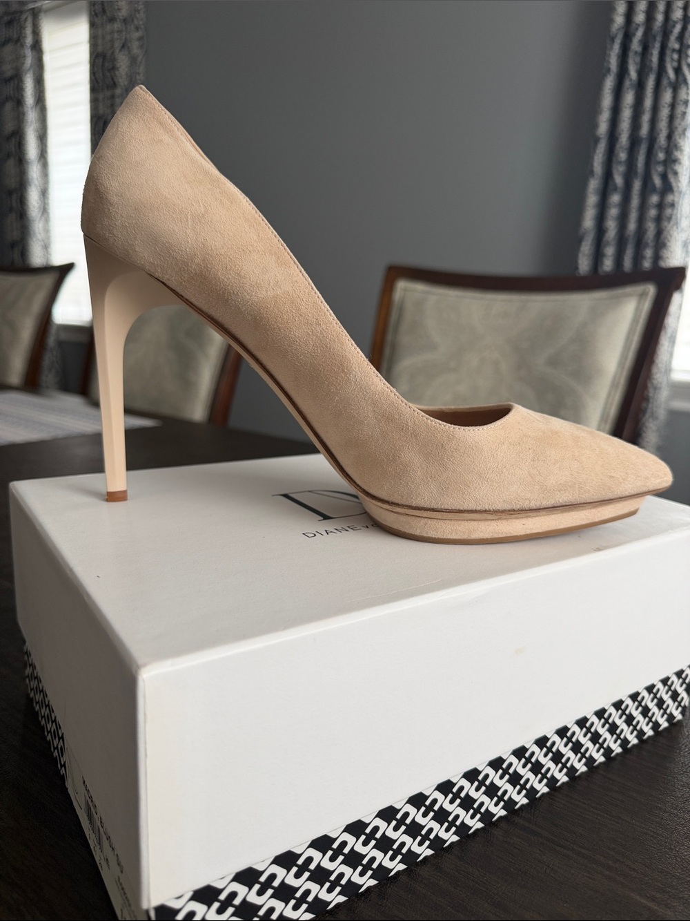 Diane Von Furstenberg Blush Suede Pointed-Toe Pumps